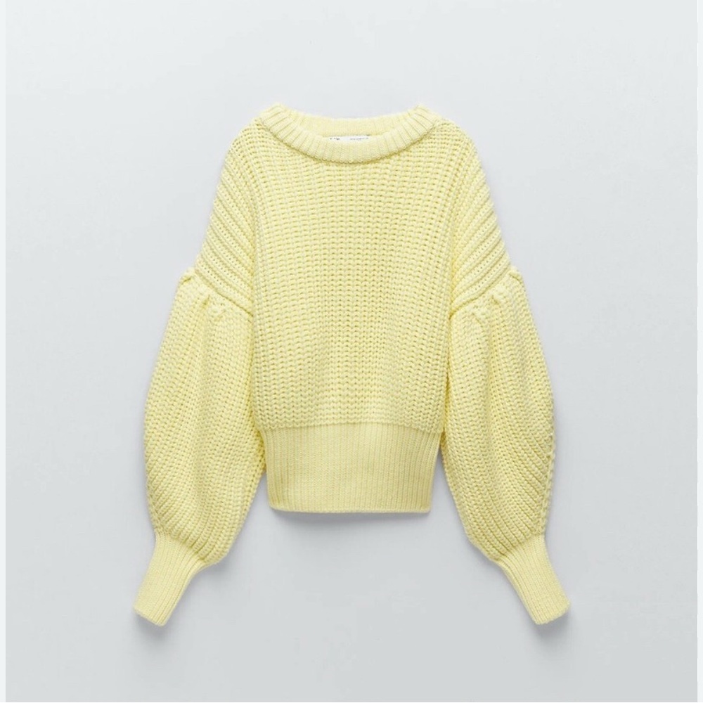 Zara Sweater Women's Pale Yellow Chunky - Picture 5 of 9